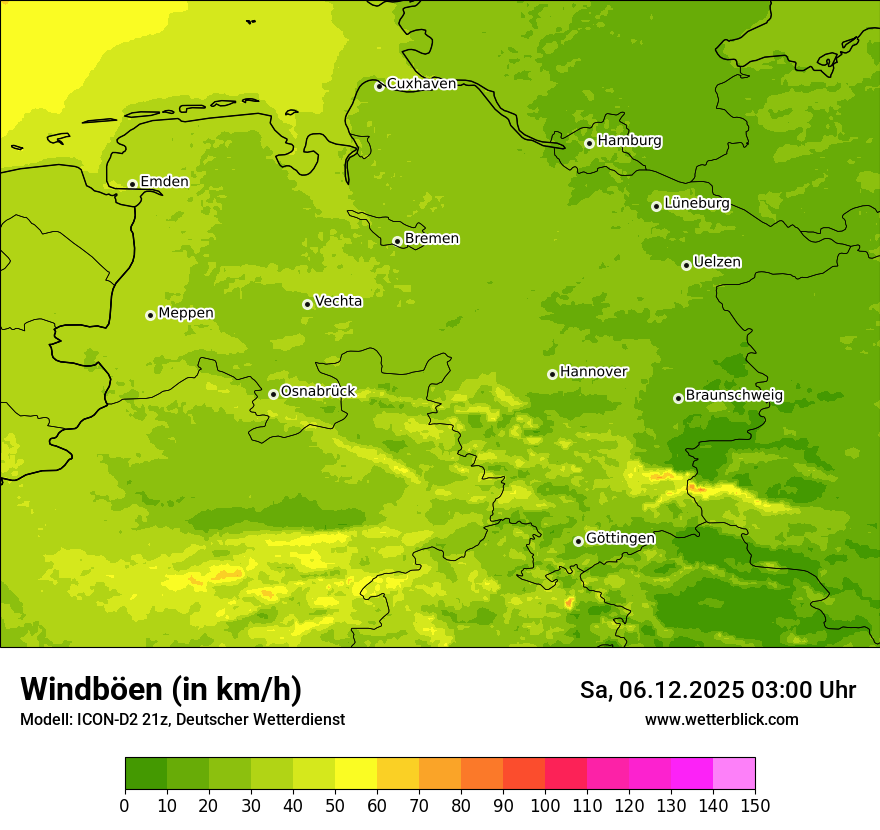 Modellkarten Windgeschwindigkeit