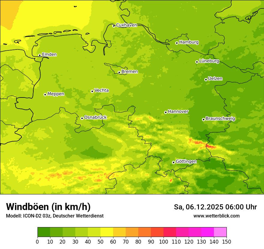 Modellkarten Windgeschwindigkeit