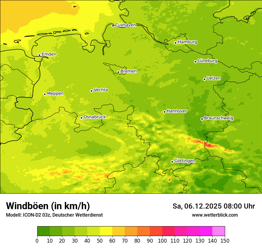 Modellkarten Windgeschwindigkeit