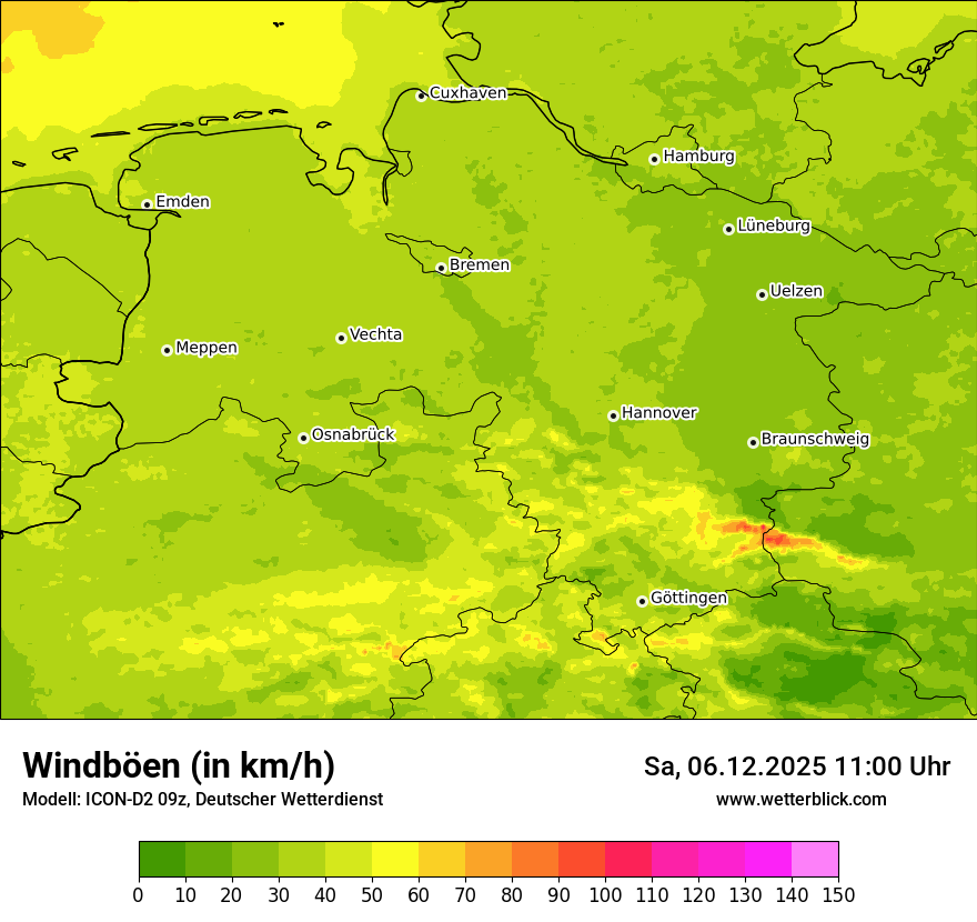 Modellkarten Windgeschwindigkeit