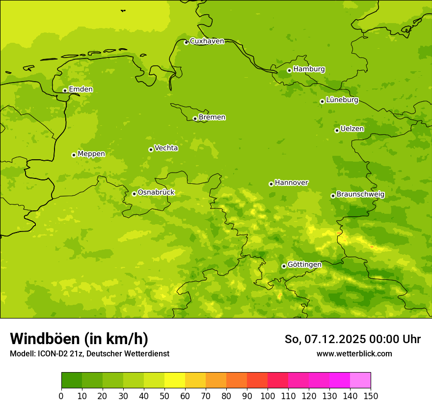 Modellkarten Windgeschwindigkeit