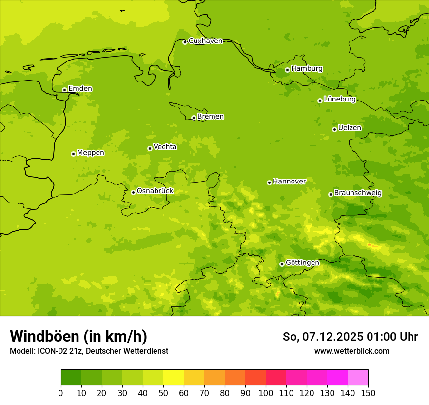 Modellkarten Windgeschwindigkeit
