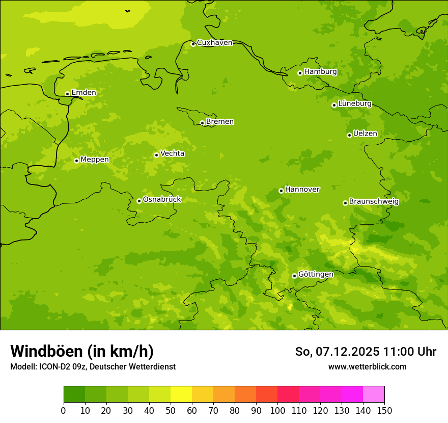 Modellkarten Windgeschwindigkeit