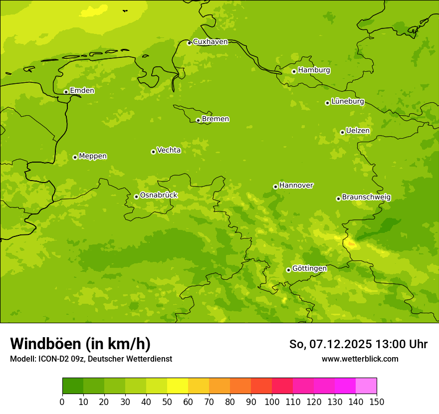 Modellkarten Windgeschwindigkeit