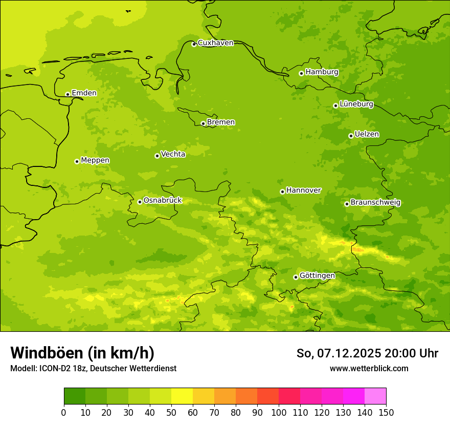 Modellkarten Windgeschwindigkeit