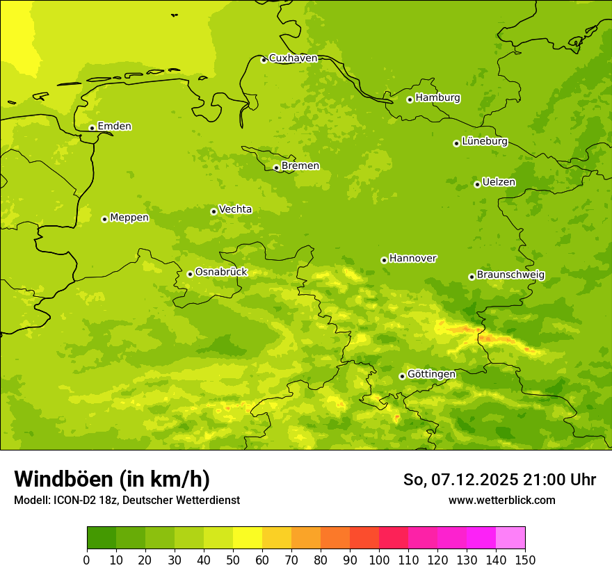 Modellkarten Windgeschwindigkeit