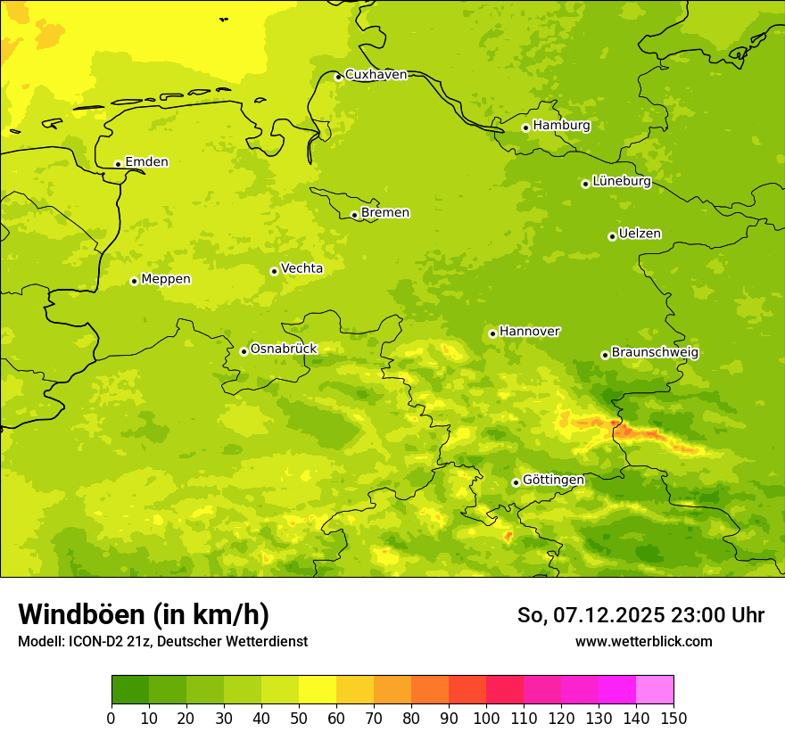 Modellkarten Windgeschwindigkeit