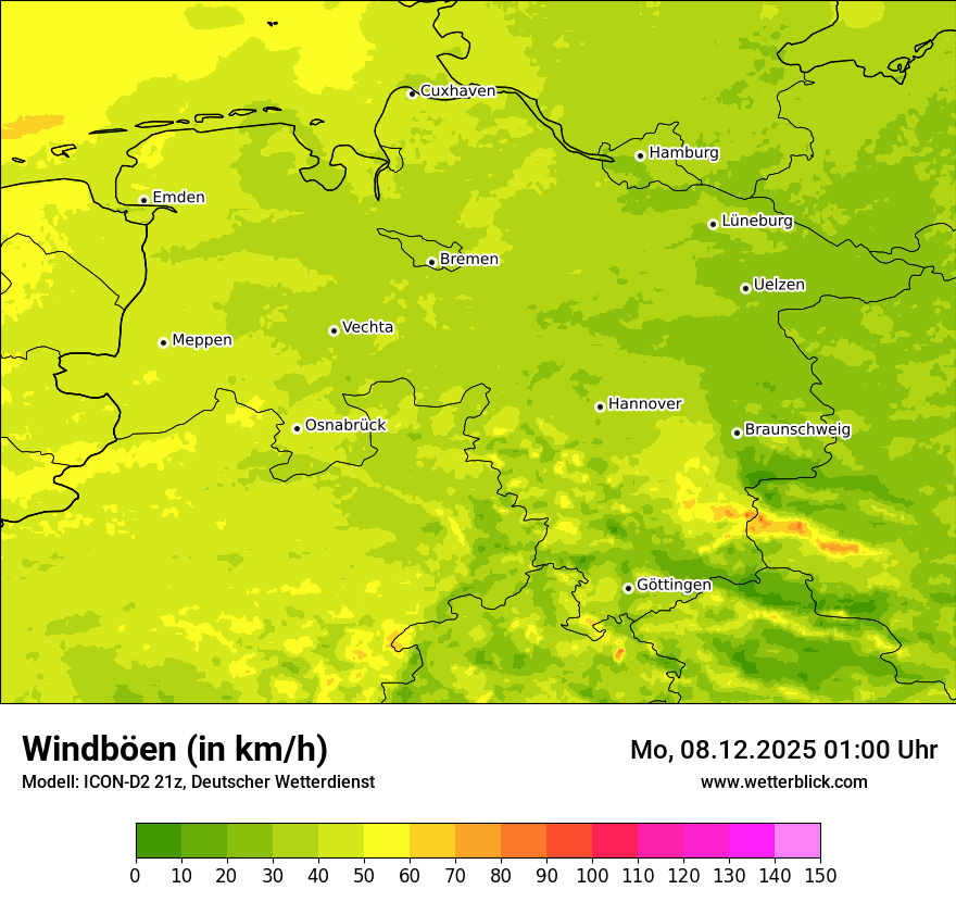 Modellkarten Windgeschwindigkeit
