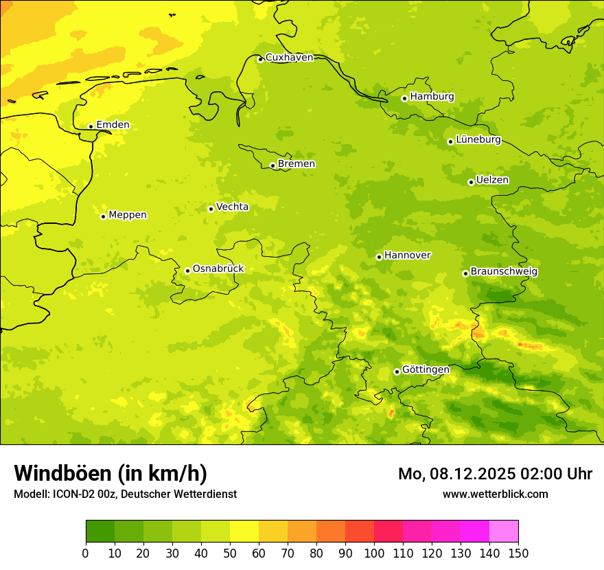 Modellkarten Windgeschwindigkeit