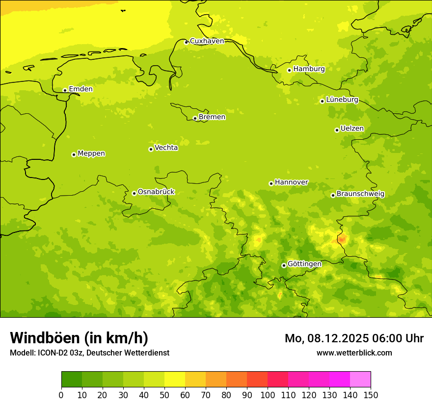 Modellkarten Windgeschwindigkeit