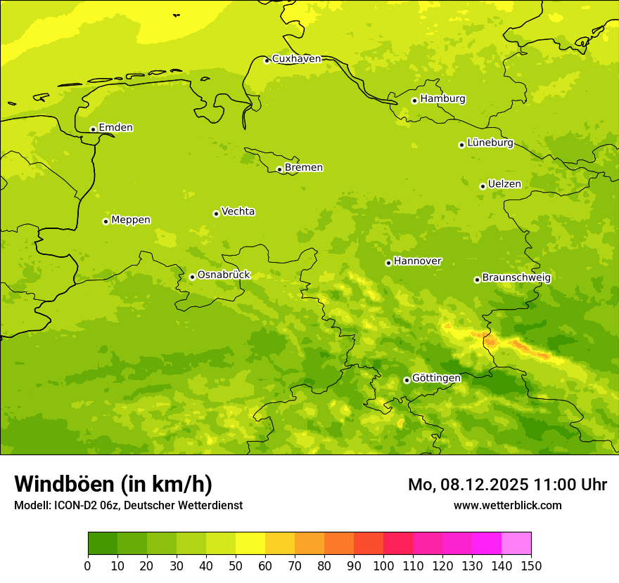 Modellkarten Windgeschwindigkeit