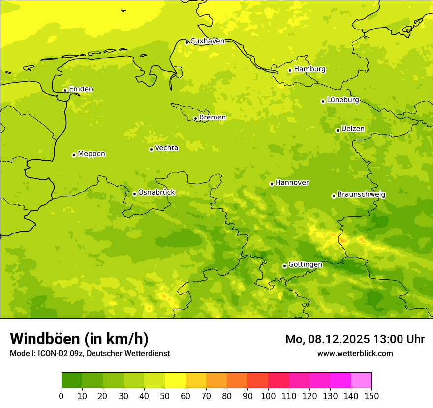Modellkarten Windgeschwindigkeit