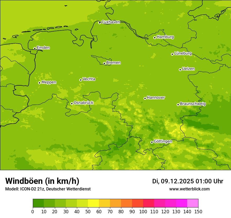 Modellkarten Windgeschwindigkeit