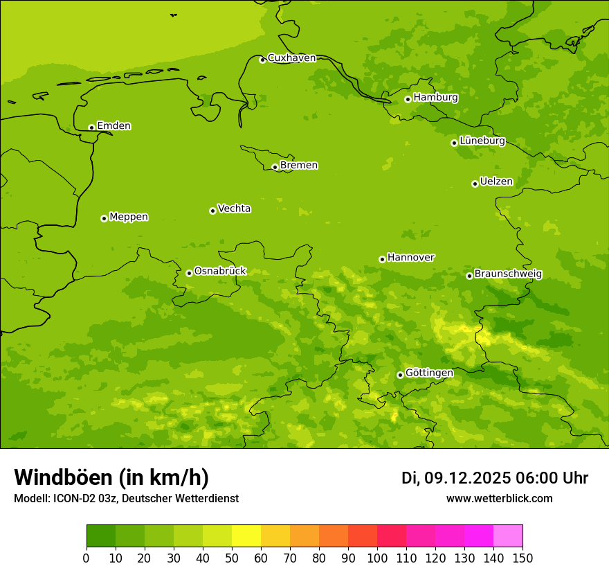 Modellkarten Windgeschwindigkeit