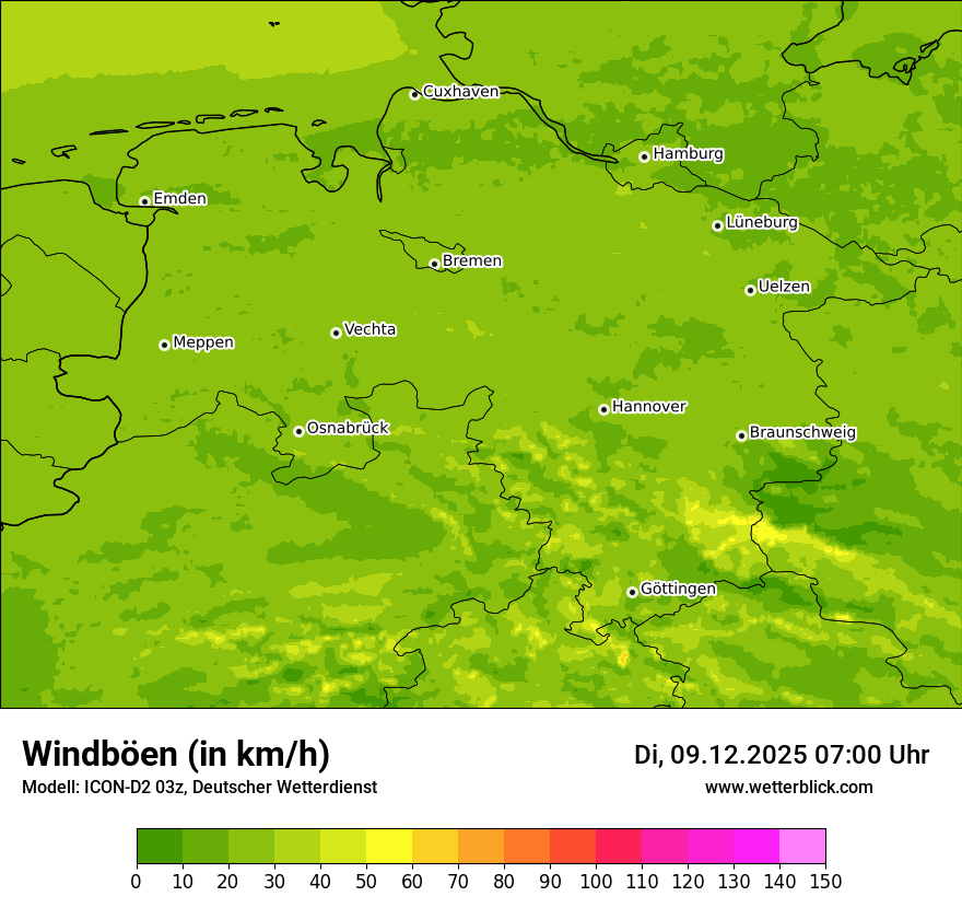 Modellkarten Windgeschwindigkeit