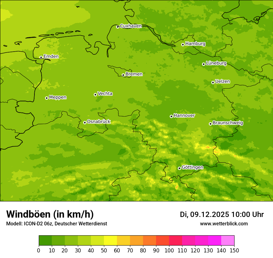 Modellkarten Windgeschwindigkeit