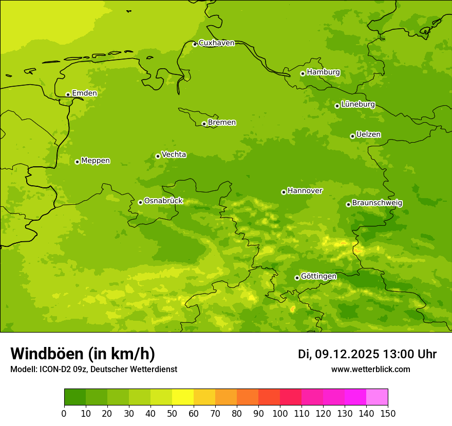 Modellkarten Windgeschwindigkeit