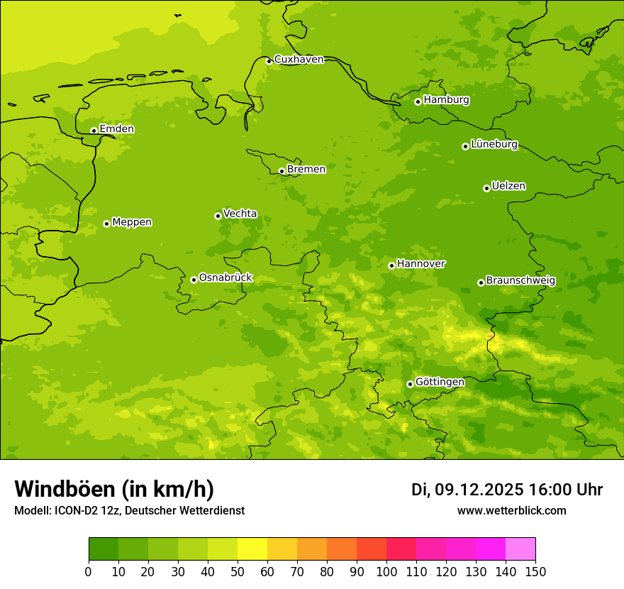 Modellkarten Windgeschwindigkeit