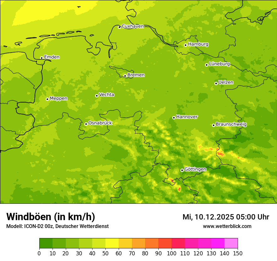 Modellkarten Windgeschwindigkeit