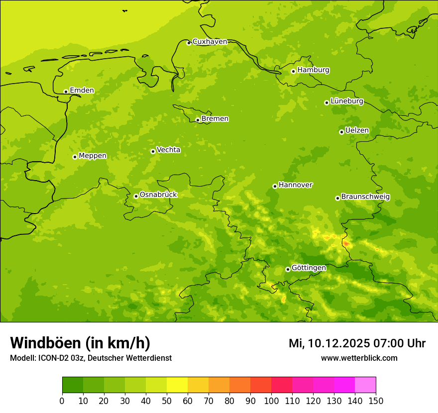 Modellkarten Windgeschwindigkeit