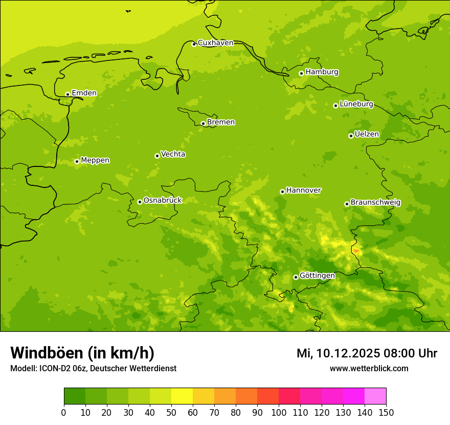 Modellkarten Windgeschwindigkeit