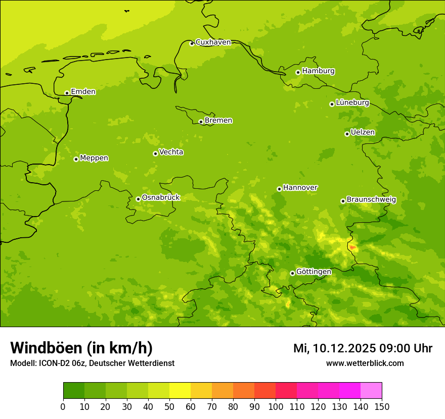 Modellkarten Windgeschwindigkeit