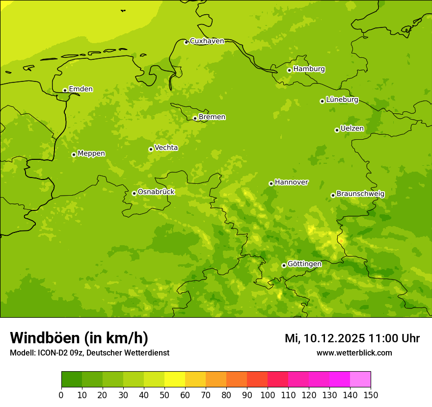 Modellkarten Windgeschwindigkeit