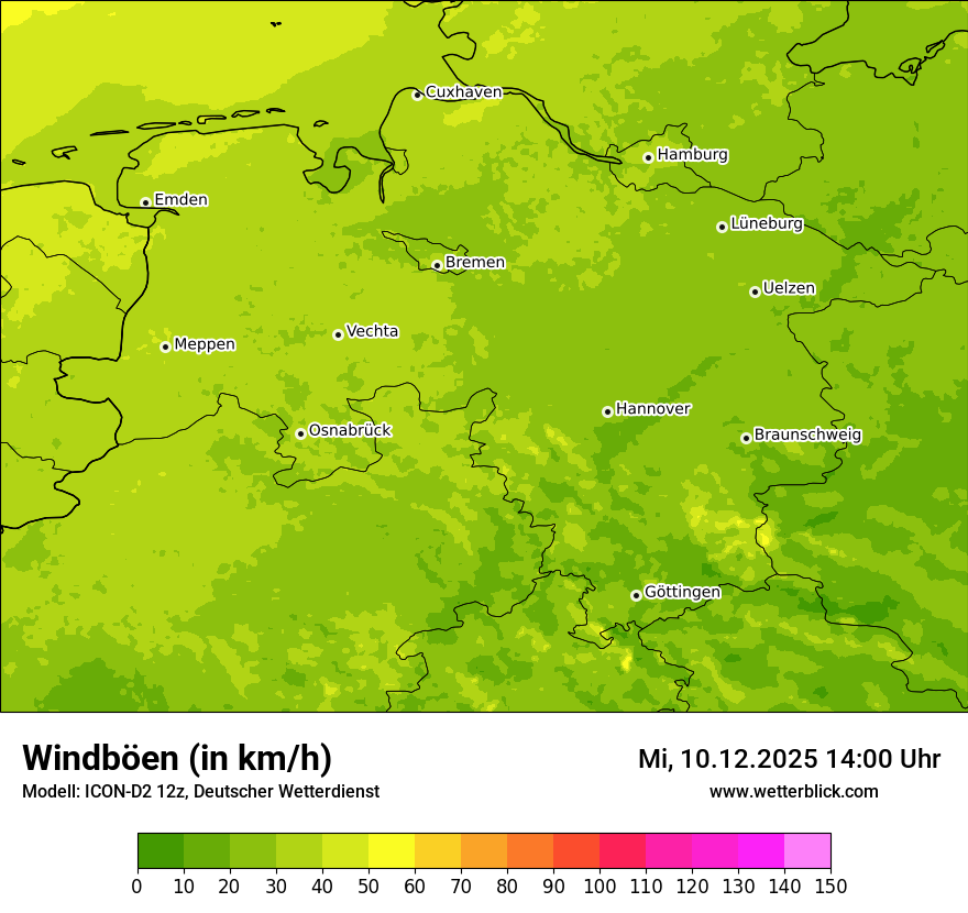 Modellkarten Windgeschwindigkeit