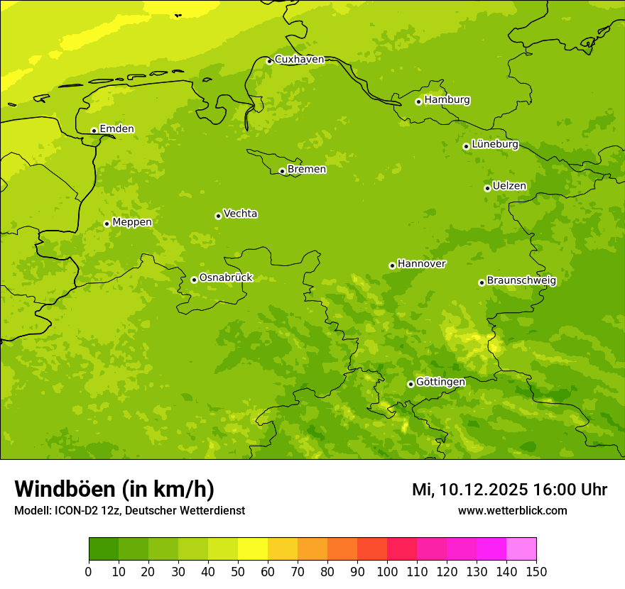 Modellkarten Windgeschwindigkeit