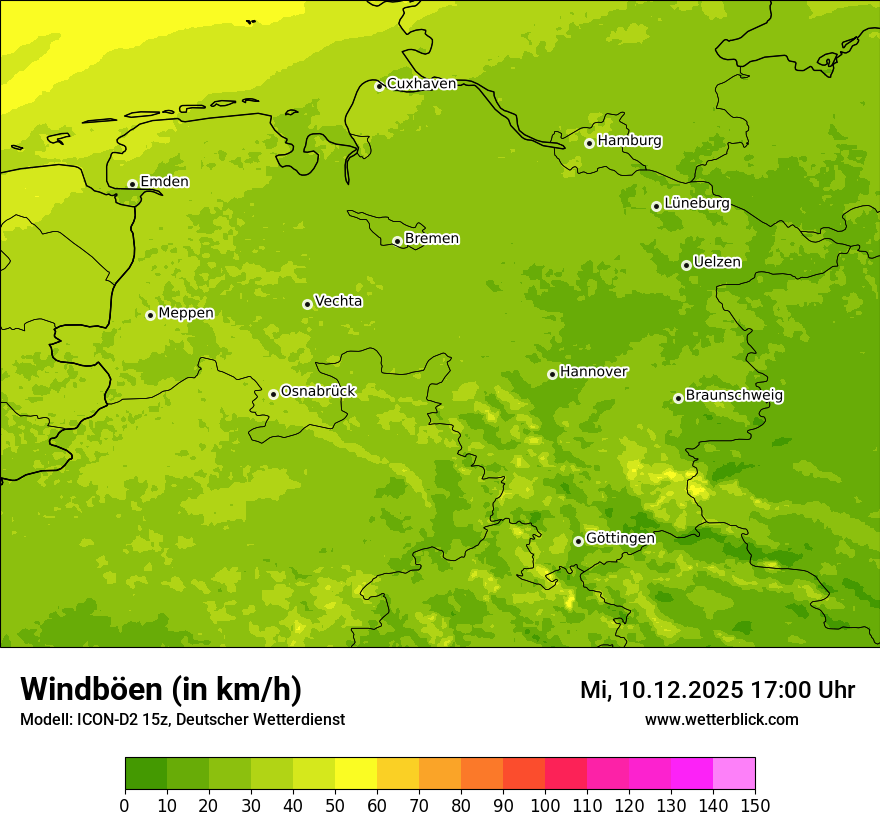Modellkarten Windgeschwindigkeit