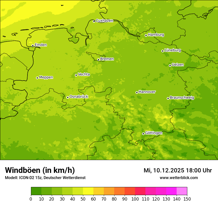 Modellkarten Windgeschwindigkeit