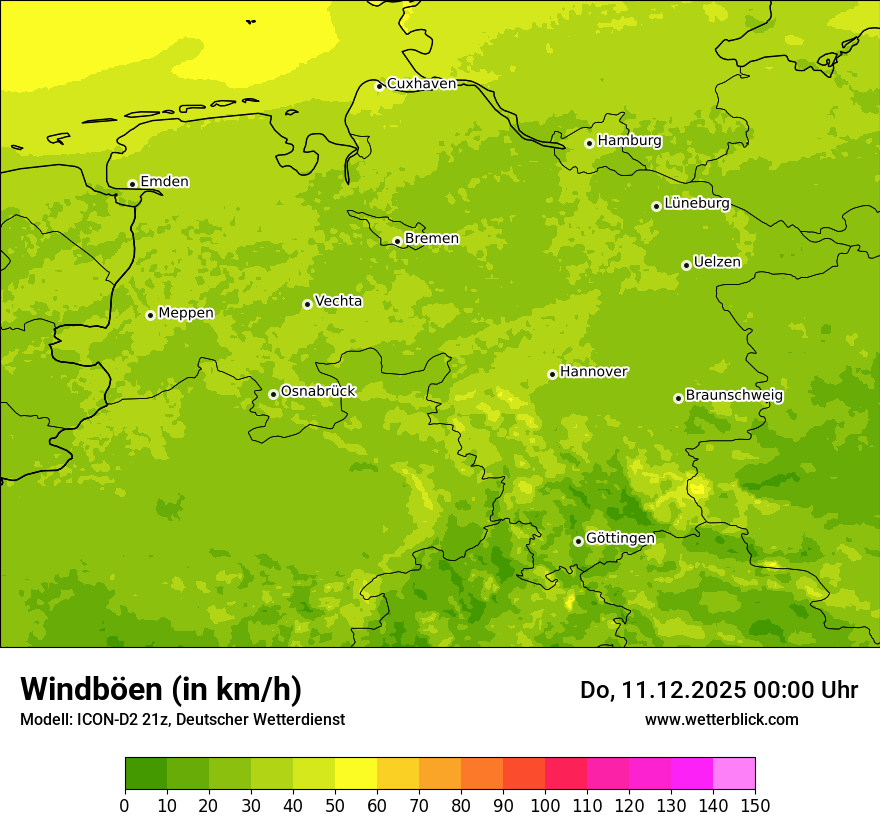 Modellkarten Windgeschwindigkeit