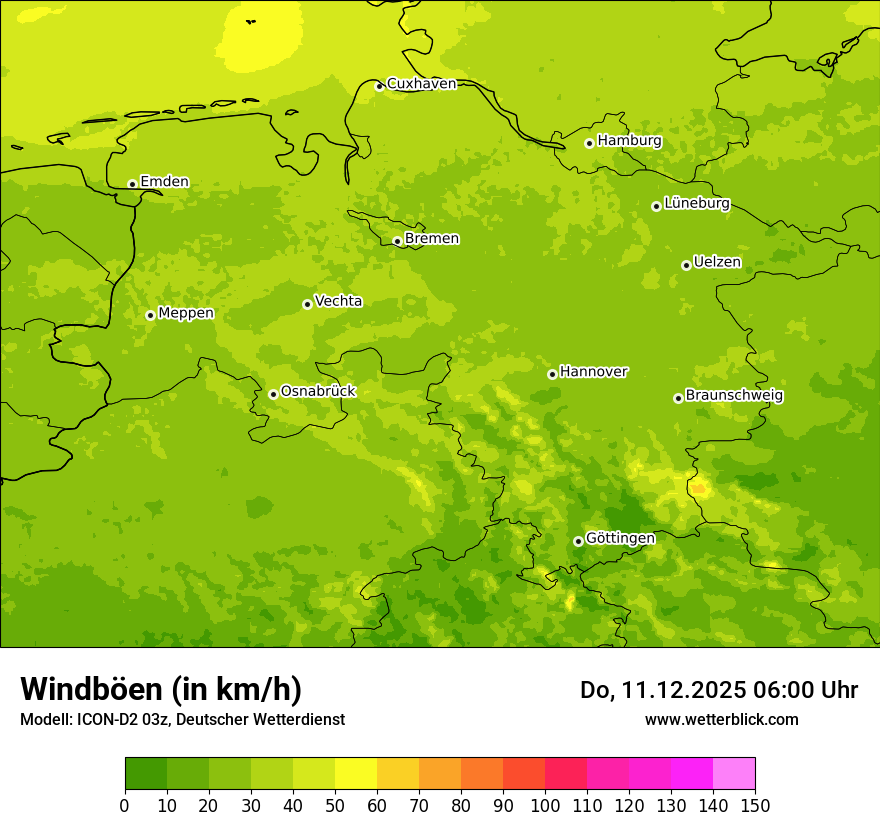 Modellkarten Windgeschwindigkeit