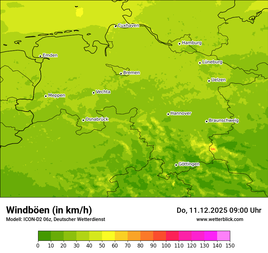 Modellkarten Windgeschwindigkeit