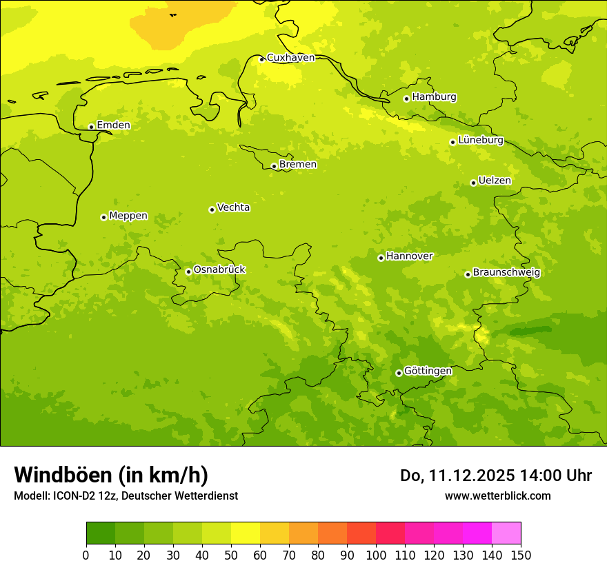 Modellkarten Windgeschwindigkeit