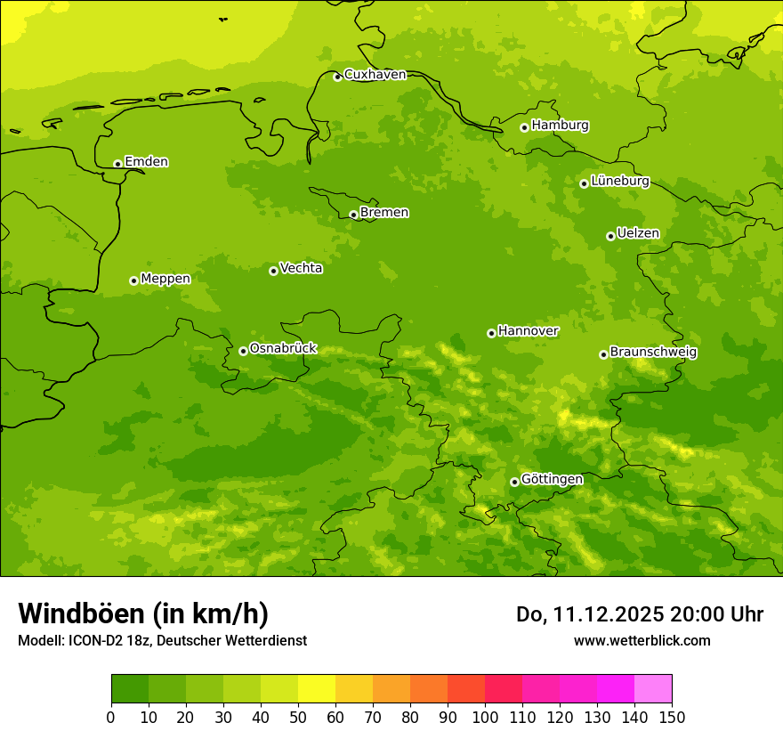 Modellkarten Windgeschwindigkeit