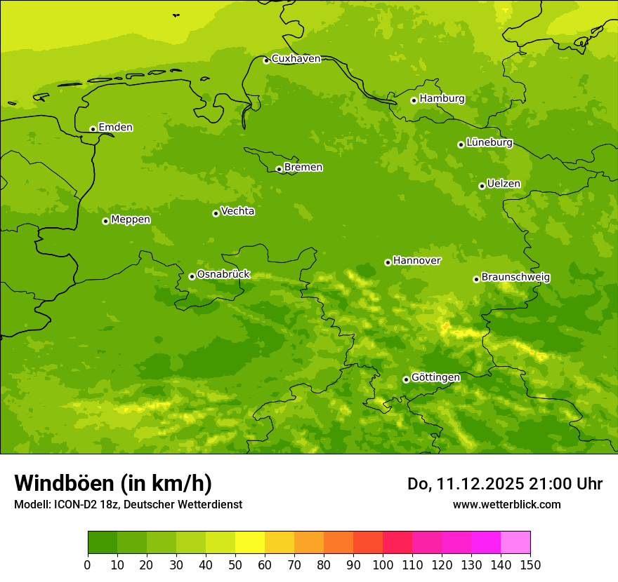 Modellkarten Windgeschwindigkeit