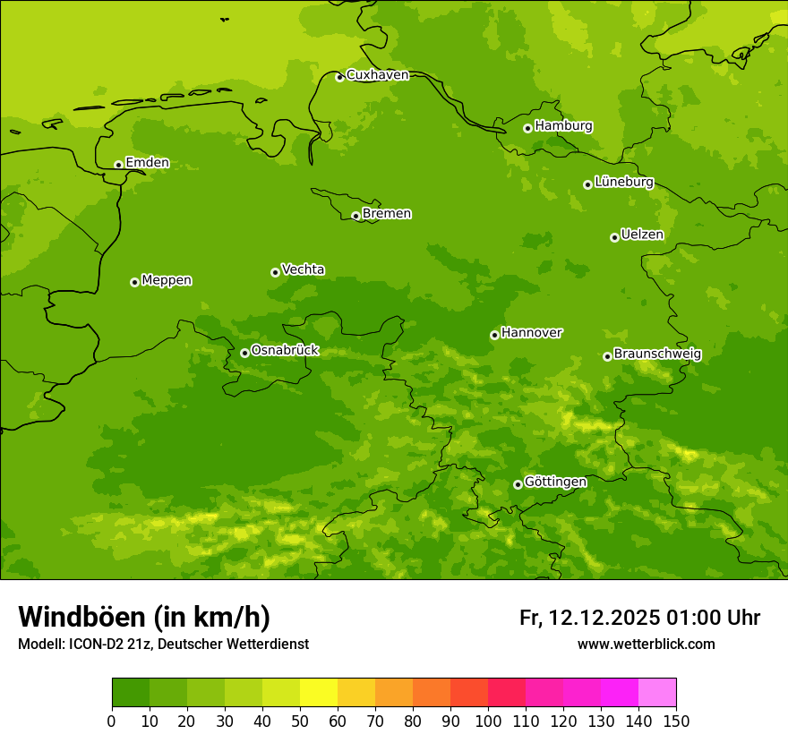 Modellkarten Windgeschwindigkeit