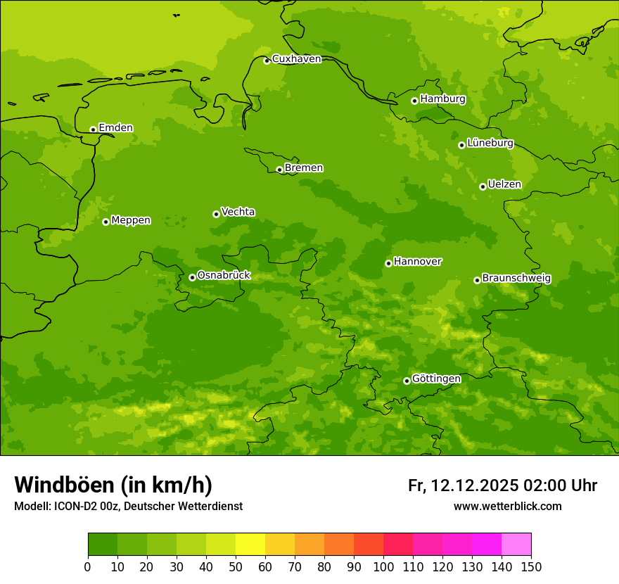 Modellkarten Windgeschwindigkeit
