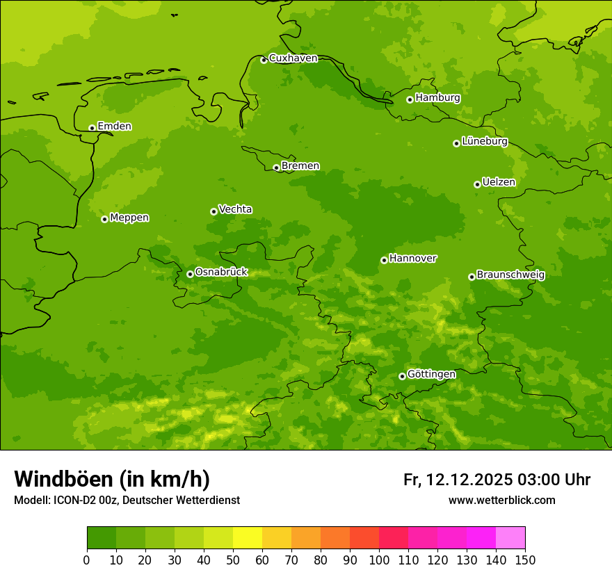 Modellkarten Windgeschwindigkeit