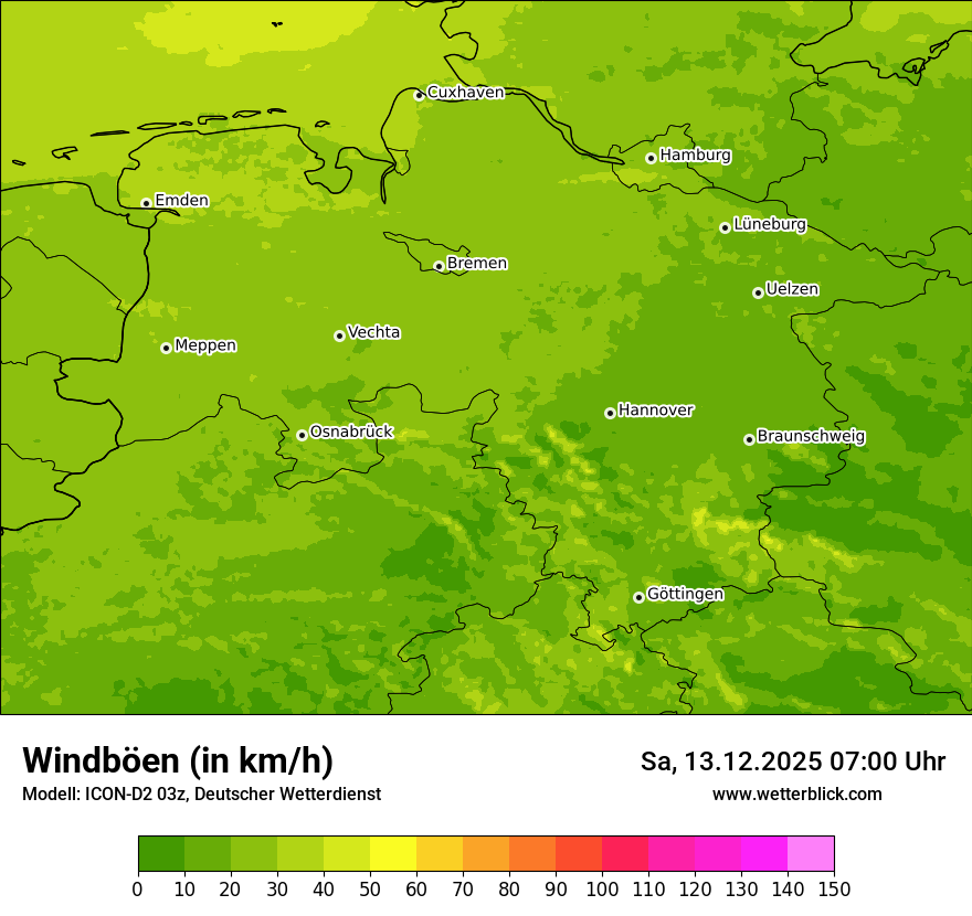 Modellkarten Windgeschwindigkeit