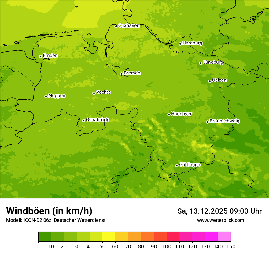 Modellkarten Windgeschwindigkeit