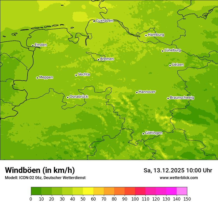 Modellkarten Windgeschwindigkeit