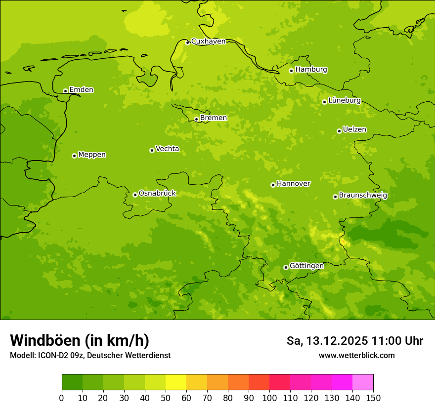 Modellkarten Windgeschwindigkeit