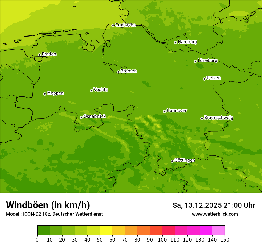 Modellkarten Windgeschwindigkeit