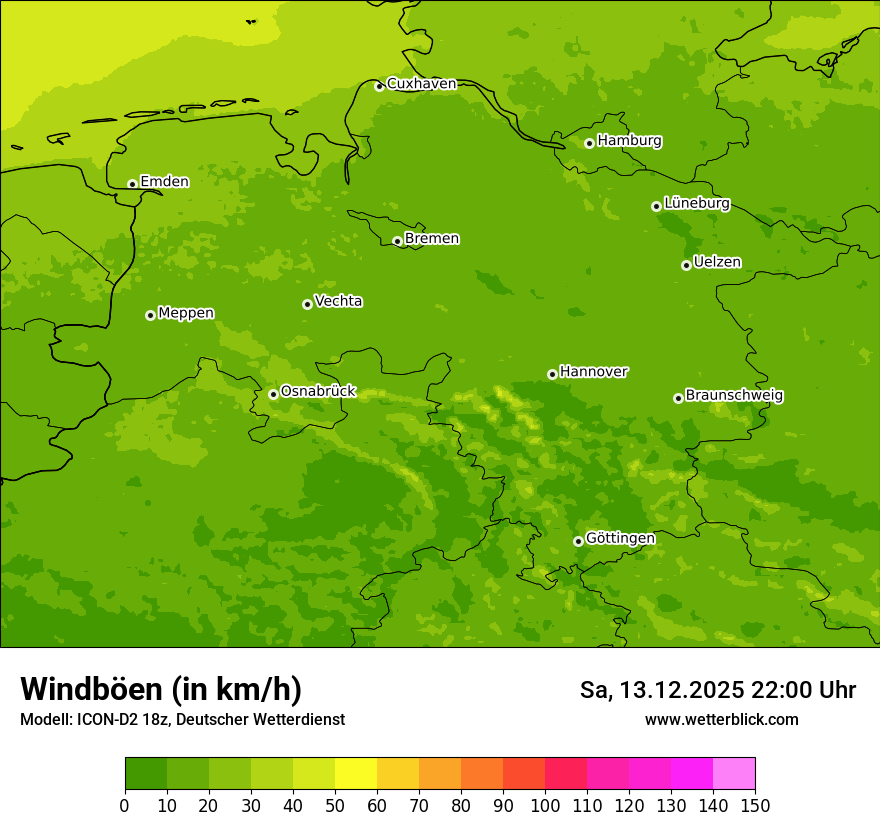 Modellkarten Windgeschwindigkeit