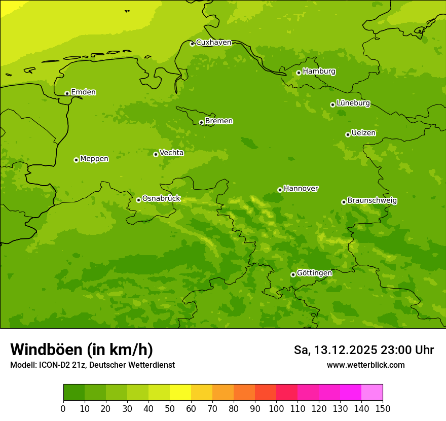 Modellkarten Windgeschwindigkeit