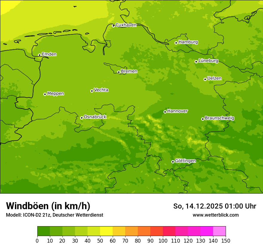 Modellkarten Windgeschwindigkeit
