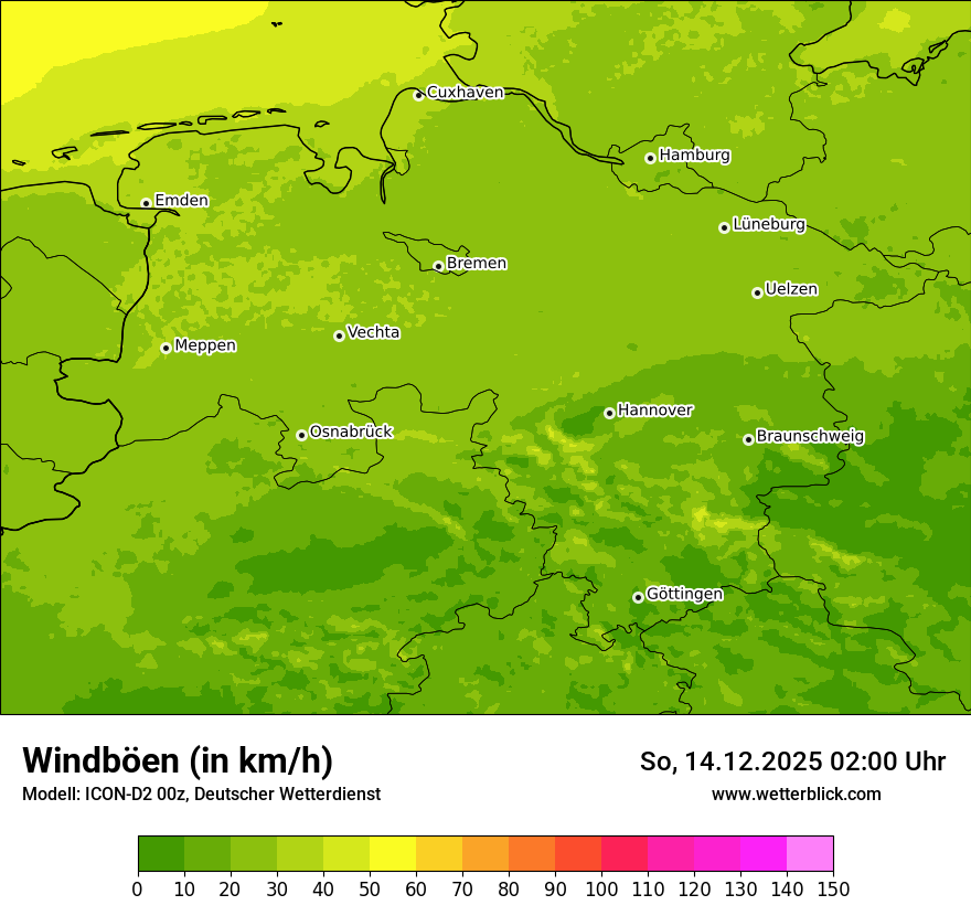 Modellkarten Windgeschwindigkeit
