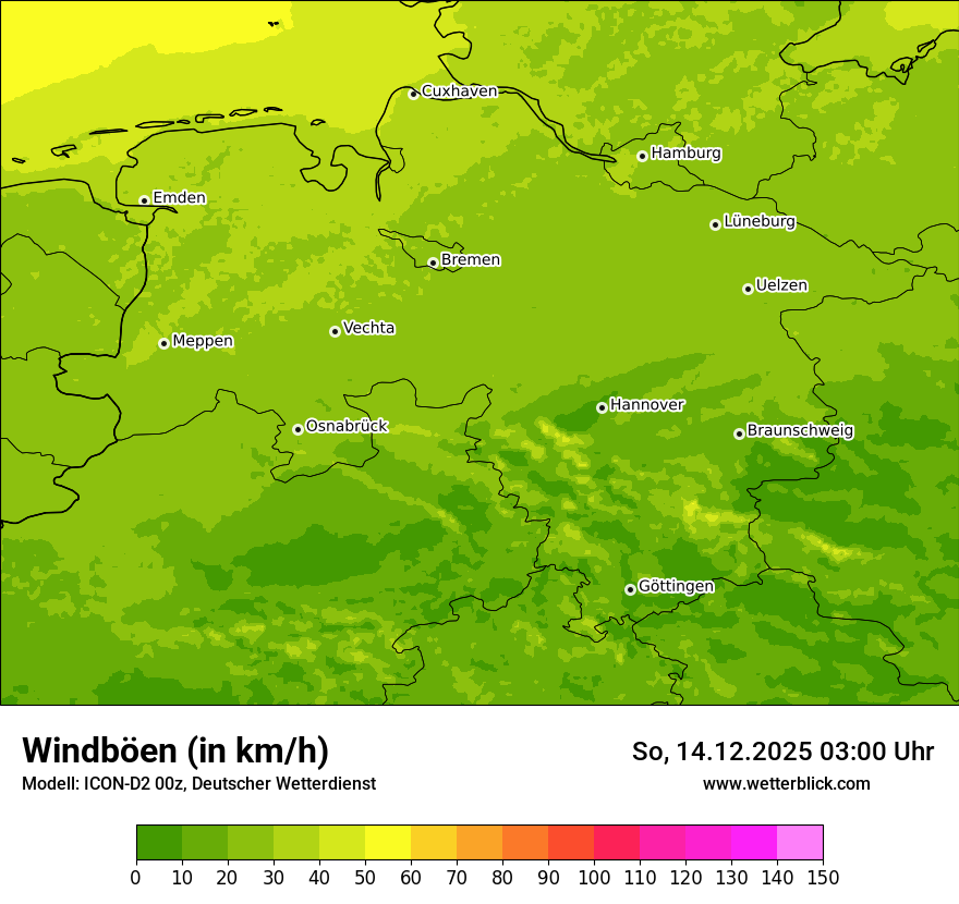 Modellkarten Windgeschwindigkeit